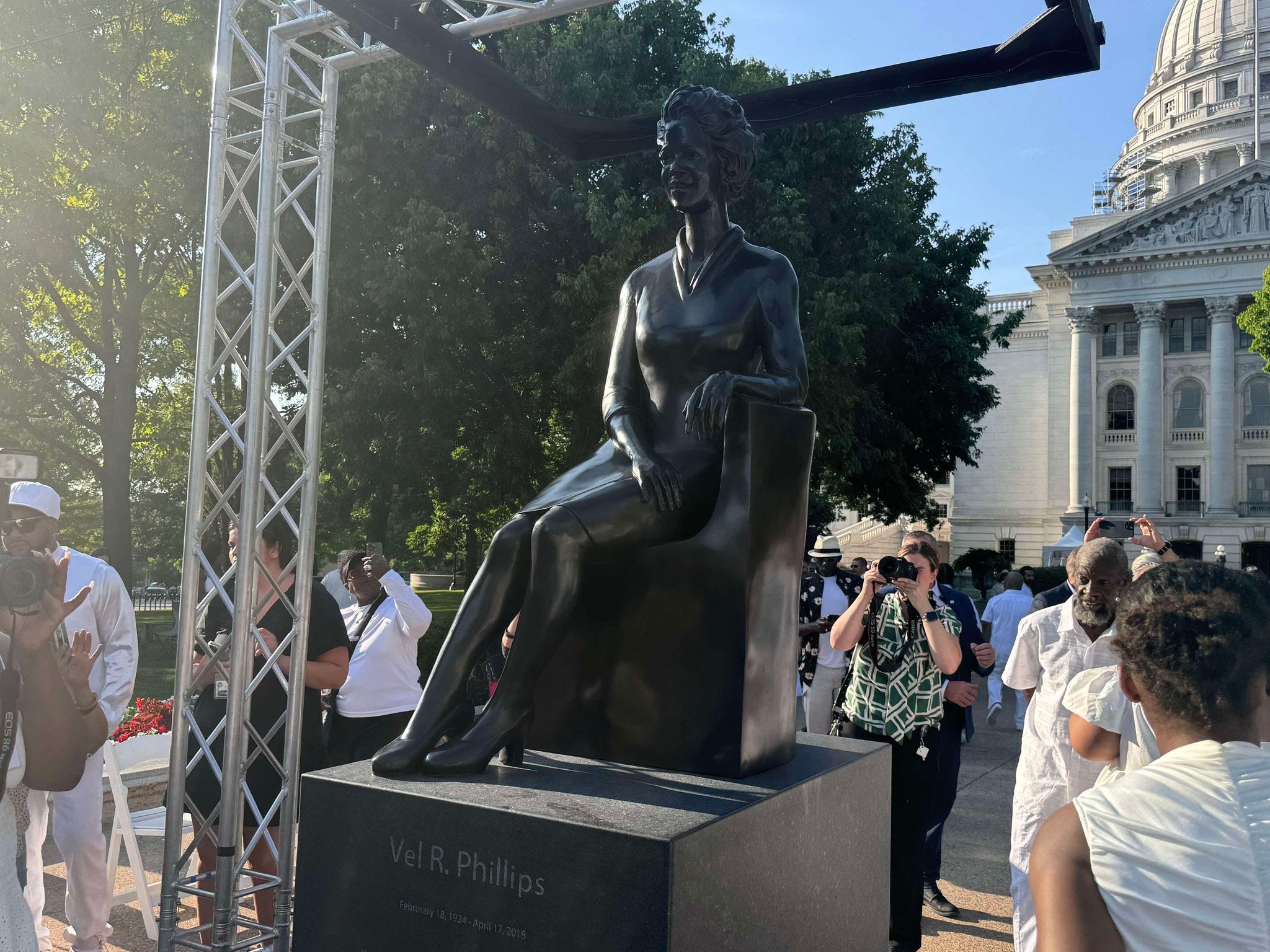 'We're making history': Statue of Vel Phillips unveiled on Capitol square in Madison