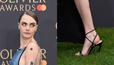 Cara Delevingne Straps Into Black Gucci Sandals for Olivier Awards 2024