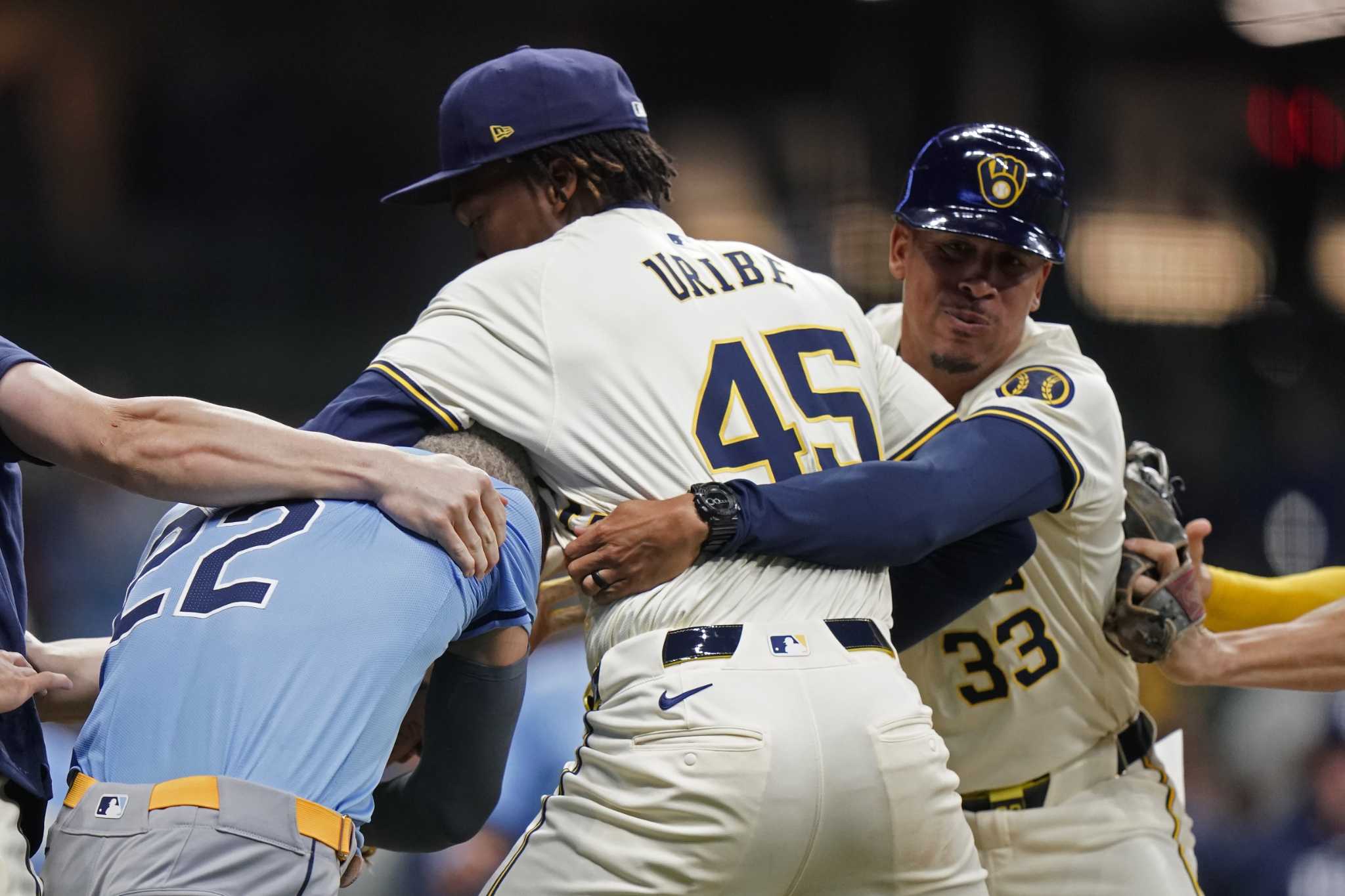 Brewers' Uribe suspended 6 games for brawl, Peralta 5 and Murphy 2 while Rays' Siri penalized 2