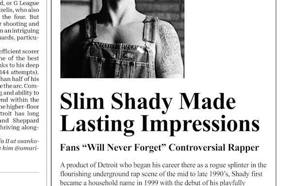 Eminem's Slim Shady eulogized in faux-obituary in Detroit Free Press as new album looms