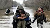 Overflowing rivers had covered whole villages and towns in northern Kazakhstan and Russia's southern Urals