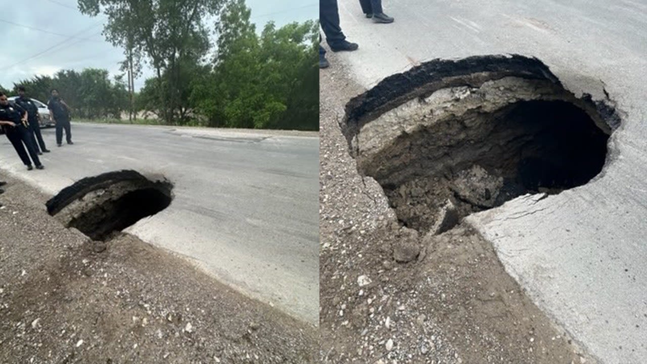 30-foot deep sinkhole opens up in Dallas County