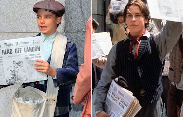Christian Bale's son appears with him on “The Bride” set dressed as a newsie