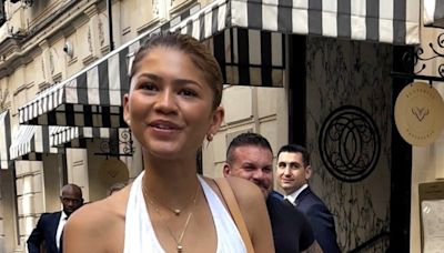 Zendaya Nails Parisian Cool in a Halter Top and Asymmetrical Maxi Skirt