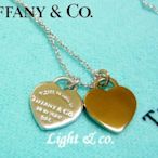 【Light & co.】專櫃真品已送洗 TIFFANY & CO 925純銀750 18K 玫瑰金 雙愛心牌 項鍊