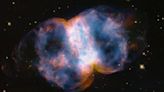 Hubble Space Telescope marks 34 years with new portrait of a ‘cosmic dumbbell’