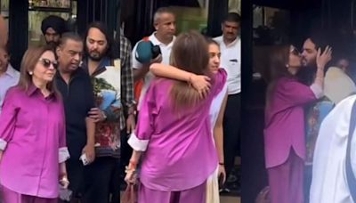 Nita Ambani Hugs 'New Bahu' Radhika, Kisses Son Anant As She and Mukesh Ambani Leave Paris | Watch - News18