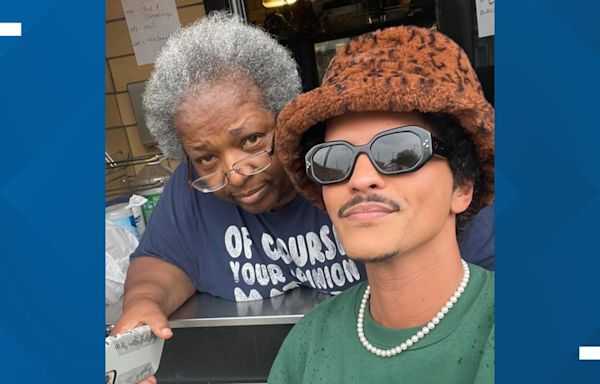 Bruno Mars visits Shirley Mae's Café during Kentucky Derby weekend