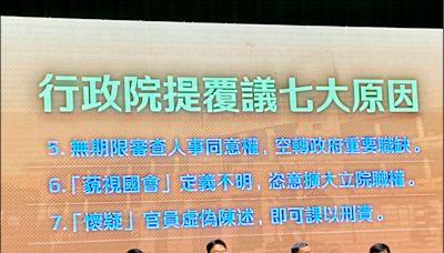 國會擴權法案 有違反憲法、侵害人權之虞 窒礙難行 政院7大理由提覆議