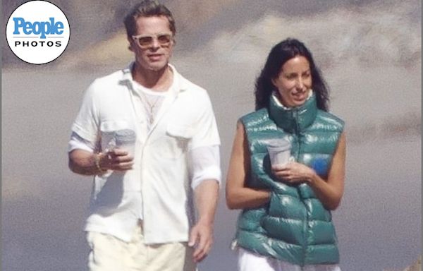 Best Dressed Couple! Brad Pitt and Girlfriend Ines de Ramon Coordinate Their Beach Attire in Layers of Linen