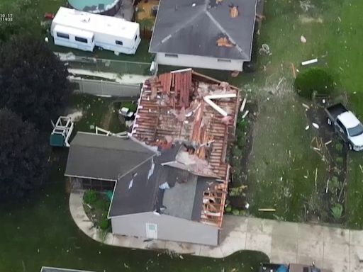 Drone video: EF-2 tornado destroys buildings, overturns cars in Frazeysburg, Ohio