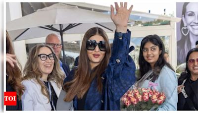Cannes 2024: Aishwarya Rai and Aaradhya Bachchan receive a floral welcome as they arrive at the French Riviera - See photos | - Times of India