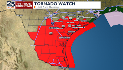 As of 7:40 pm....A tornado watch is in effect.