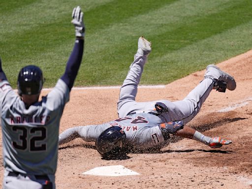 Malloy's inside-the-park HR propels Tigers to 7-6 victory, ending the Angels' 6-game winning streak