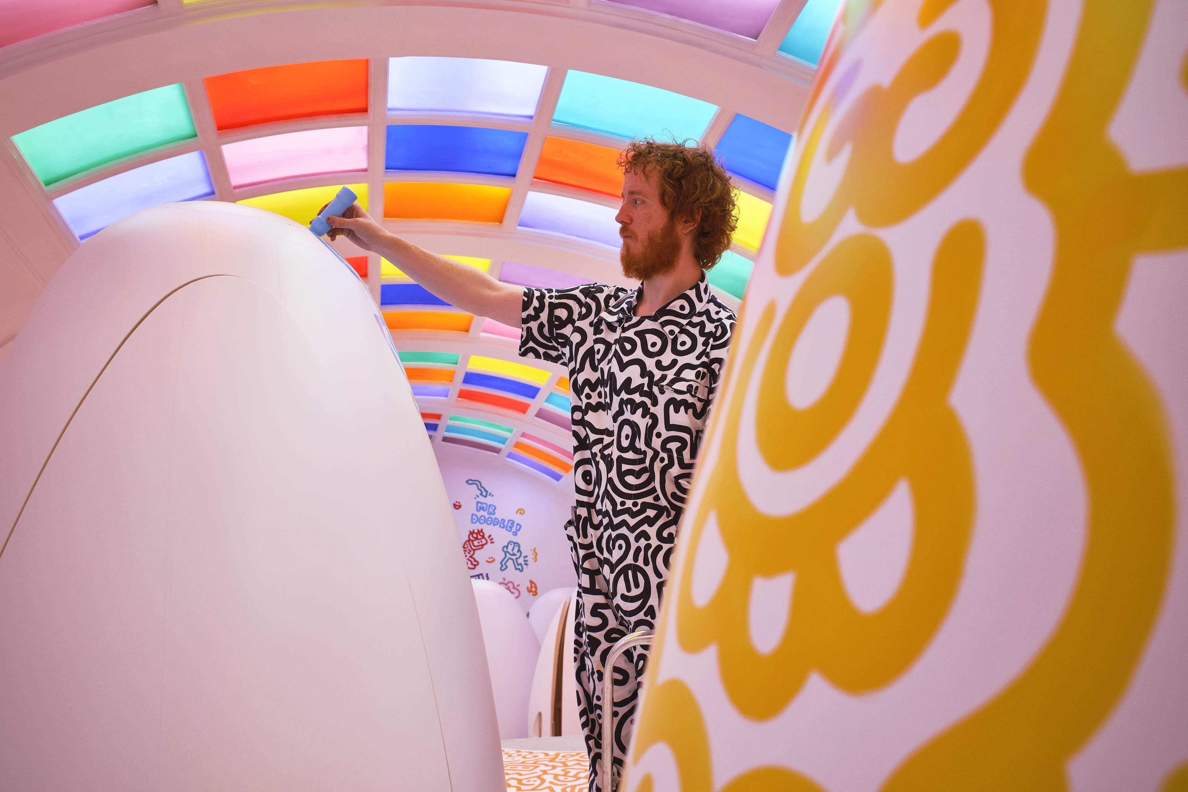 Mr Doodle Gives Sketch’s Iconic Bathroom Pods a Summer Makeover