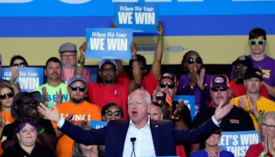 Democratic VP candidate Tim Walz rallies union vote at Milwaukee Laborfest