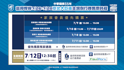 富邦悍將》7月大巨蛋系列戰12日開賣 新北市民享半票優惠！