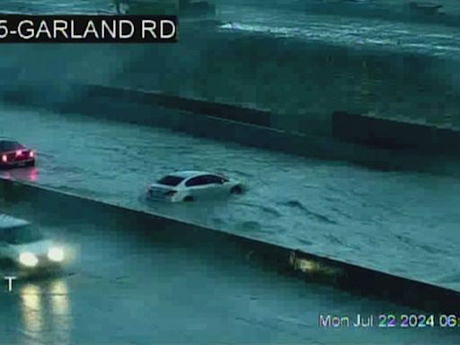 High water closes several lanes of westbound Interstate 635 in Dallas