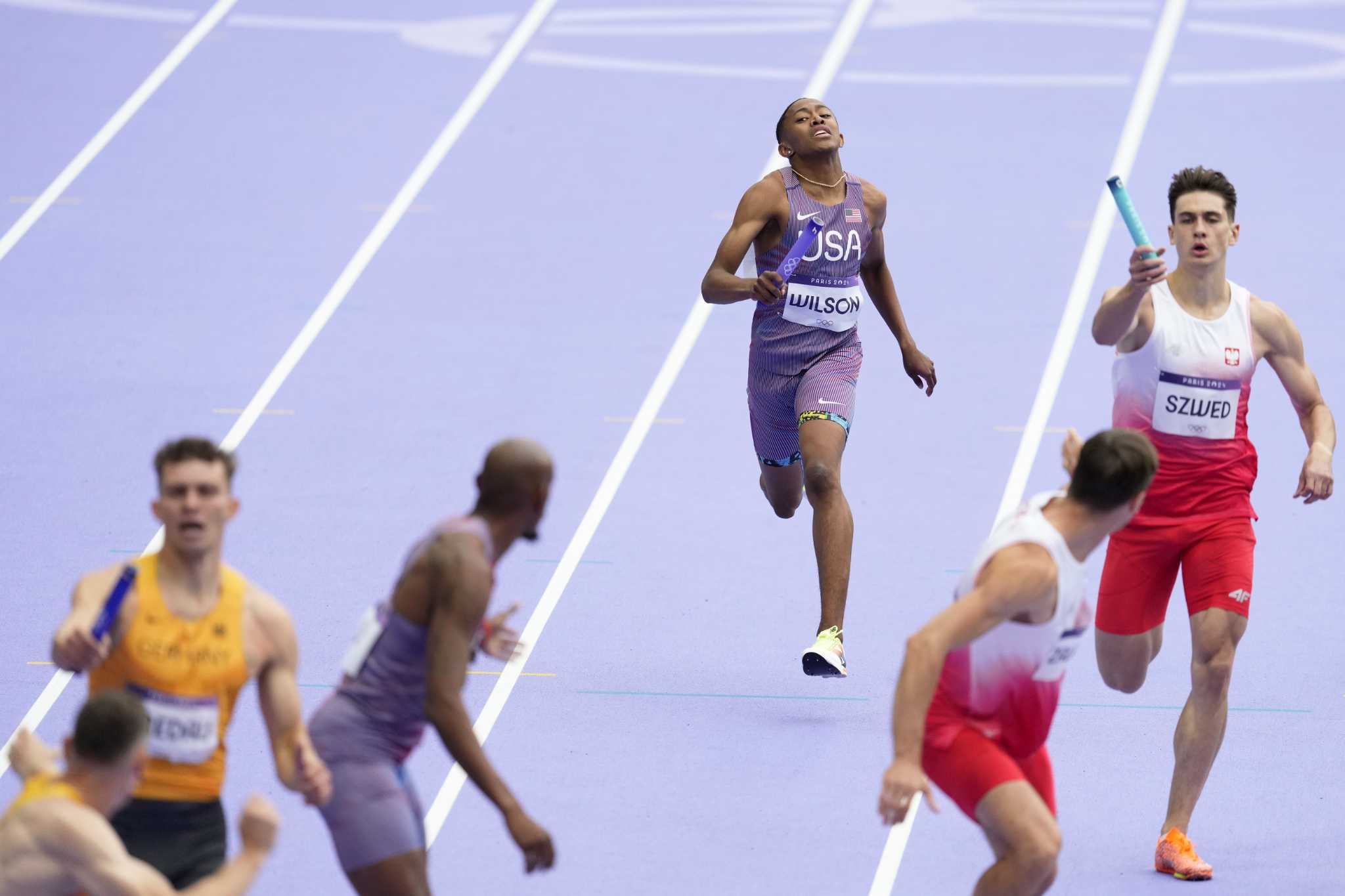 Teen sprinter Quincy Wilson's 1st race at Olympics a learning experience, US advances in 4x400 relay