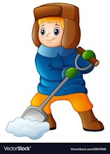 illustration of Cartoon boy shoveling snow. Download a Free Preview or ...