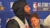 Anthony Davis Entertains Son on His Lap During NBA All-Star Weekend Press Interviews — See the Cute Moment!