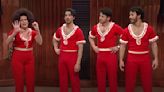 Molly Shannon Kicks and Stretches and Kicks with The Jonas Brothers as SNL’s Sally O’Malley: Watch