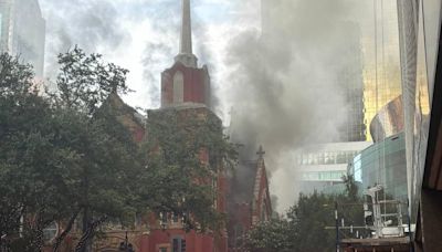 Firefighters battle four-alarm church fire at First Baptist Dallas sanctuary downtown