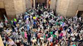 6 protesters were arrested after some threw tampons on the floor while the Nebraska legislature voted to restrict gender-affirming care and abortion