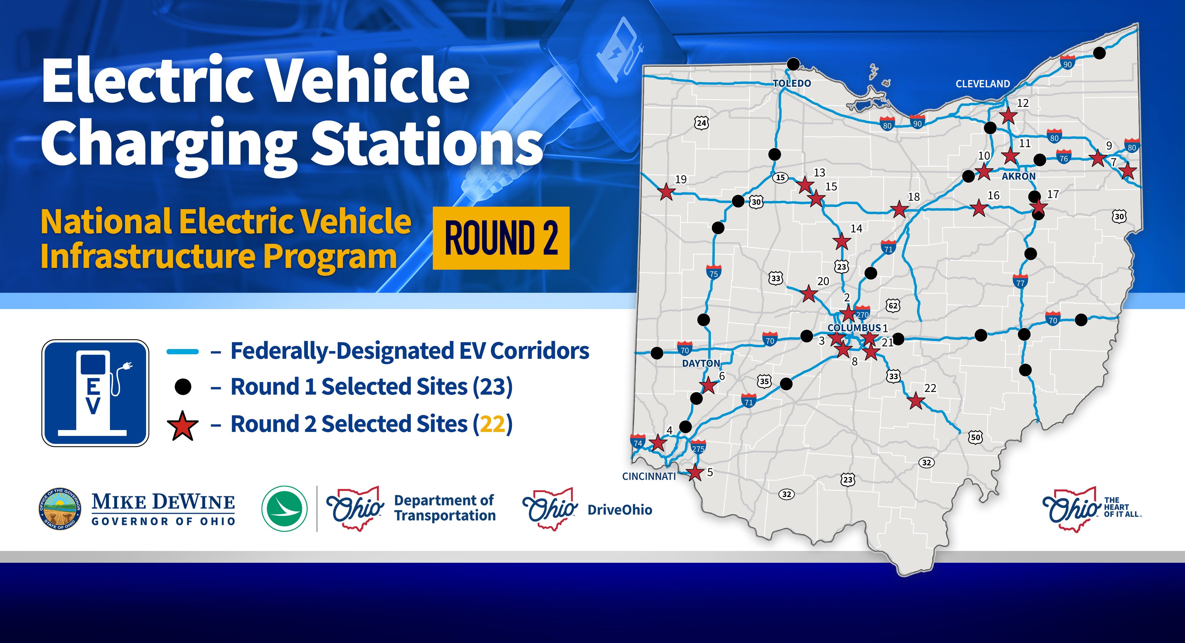 Ohio announces 22 new electric vehicle fast-charging stations. See where they're at