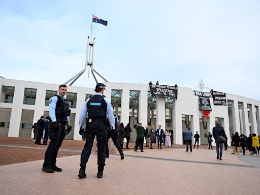 Pro-Palestinian protesters breach security at Australia's Parliament House to unfurl banners