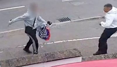 Hero policeman centimetres from being stabbed by knife-wielding thief