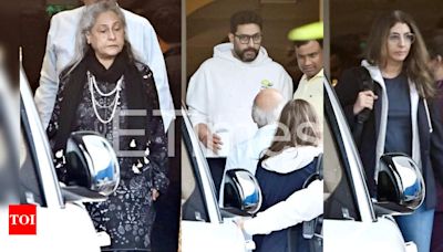 Abhishek Bachchan, Jaya Bachchan, Shweta Bachchan arrive in Mumbai from Varanasi for the Anant Ambani, Radhika Merchant wedding - PICS inside...