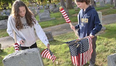 Annual flag replacement at Veteran's Cemetery