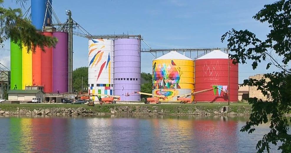 Saginaw's Shine Bright project begins as silos get makeover from international muralist