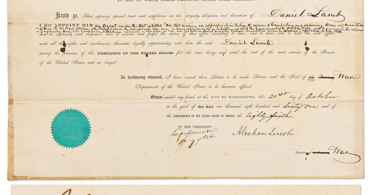 Up for auction: 1861 Lincoln letter to Wheeling statehood booster