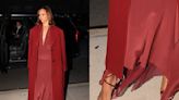 Zoe Saldaña Goes Red in Strappy Sandals While Out in New York City