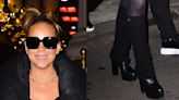 Mariah Carey Cozies Up in Black Leather Knee-High Boots & Knitted Legwarmers in New York