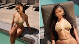 Halle Bailey Lives Life "Like It's Golden" In A Glistening Golden Swim Set