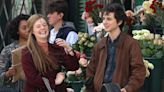 Timothée Chalamet and Elle Fanning Share a Laugh Together on Set of Bob Dylan Biopic