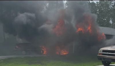 Palm Bay man survives car fire explosion, runs into burning home to save pets