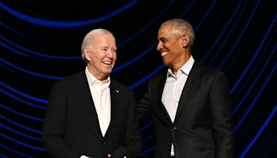 Confused Joe Biden seen being led off stage by Barack Obama at LA event, netizens say ‘it’s so embarrassing’