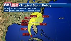 Tracking the Tropics: Tropical Storm Debby forms