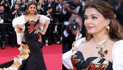 Cannes 2024: Aishwarya Rai looks no less than a floral fairy in her black gown adorned with a long trail and 3D golden flowers