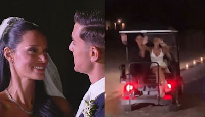 Así se fueron Oriana Sabatini y Paulo Dybala de su boda: cambio de look, camisa abierta y carrito de golf