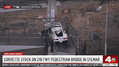 C7 Corvette Tries Driving Across Pedestrian Bridge