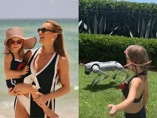 Ana Paula Siebert mostra filha brincando com cachorro robô de R$ 15 mil