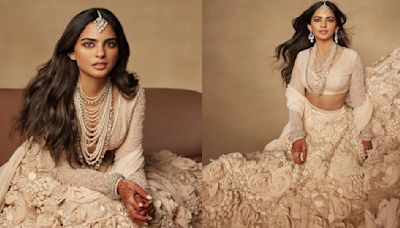 Isha Ambani's ivory Sabyasachi lehenga from Anant-Radhika's wedding festivities surpasses any field of flowers in its beauty