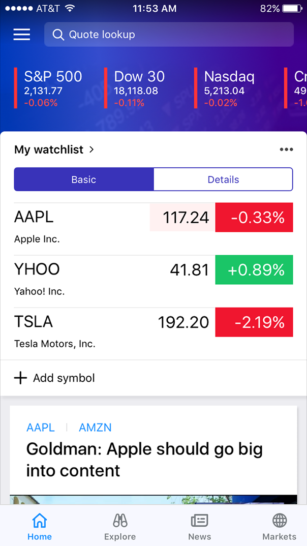 Finance Yahoo Mobile - 