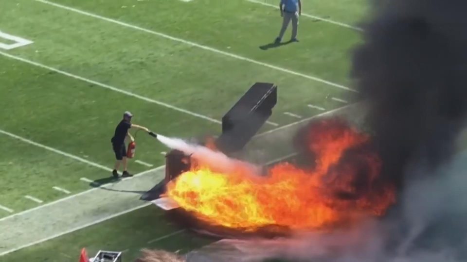 Fire erupts on field before game between Colts and Titans in