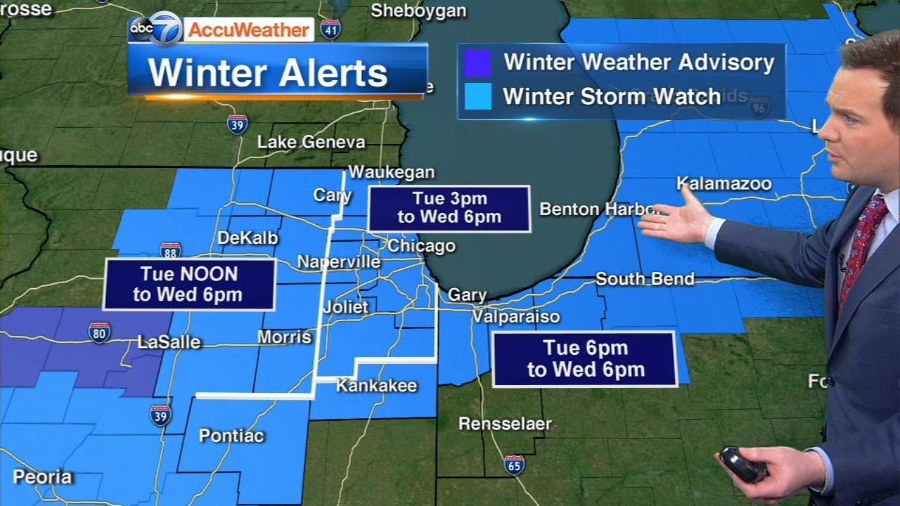 Chicago Weather Winter Storm Watch issued for area beginning Tuesday